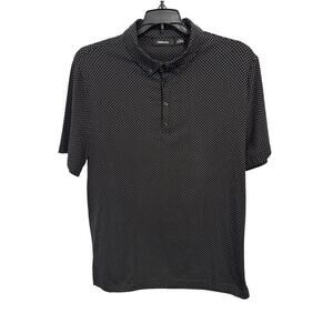 Vintage Claiborne XL Polka Dot Polo shirt 3 button front and hem slits.